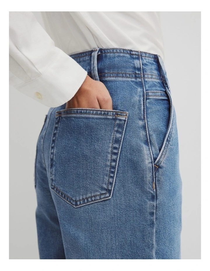 Refined High Rise Wide Leg Jean in Mid Blue Wash image 3