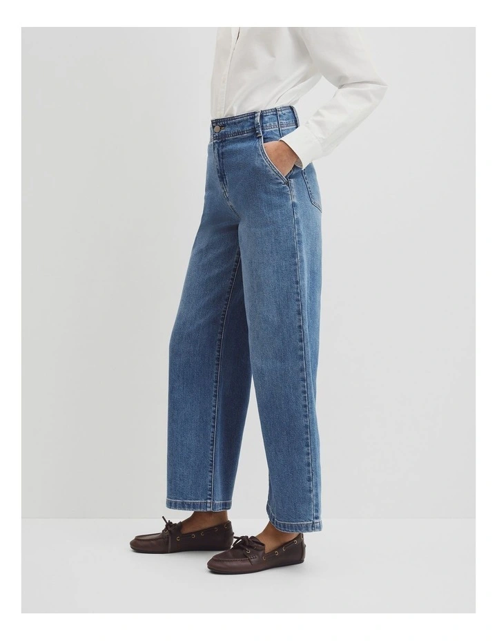 Refined High Rise Wide Leg Jean in Mid Blue Wash image 4