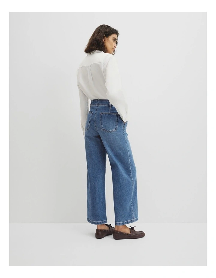 Refined High Rise Wide Leg Jean in Mid Blue Wash image 5