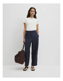 Tapered Linen Pant in Navy