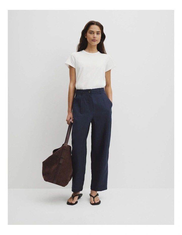 Tapered Linen Pant in Navy image 1