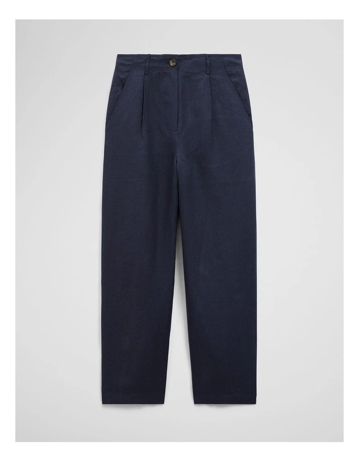 Tapered Linen Pant in Navy image 2
