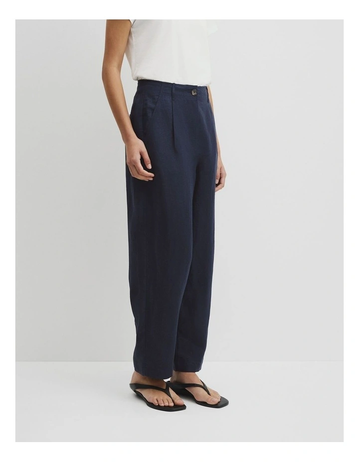 Tapered Linen Pant in Navy image 4