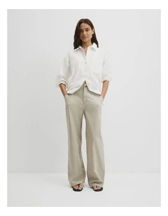 Refined High Rise Wide Leg Jean in Sage Green