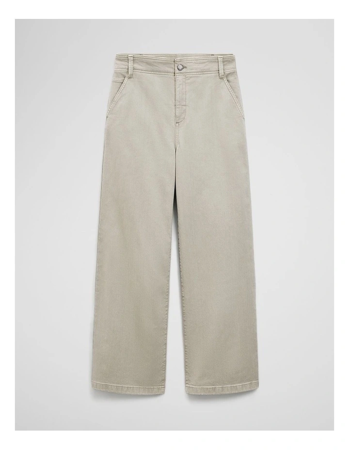 Refined High Rise Wide Leg Jean in Sage Green image 2