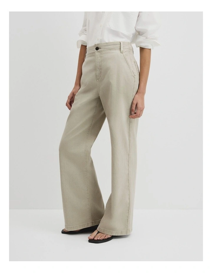Refined High Rise Wide Leg Jean in Sage Green image 4