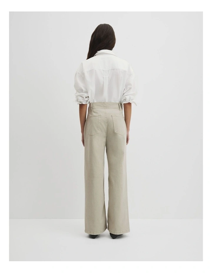 Refined High Rise Wide Leg Jean in Sage Green image 5