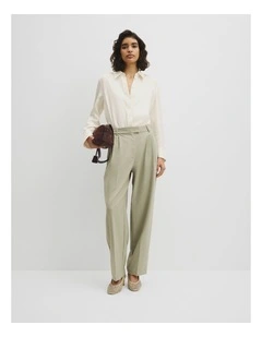 Wool Blend Tailored Pant in Pistachio