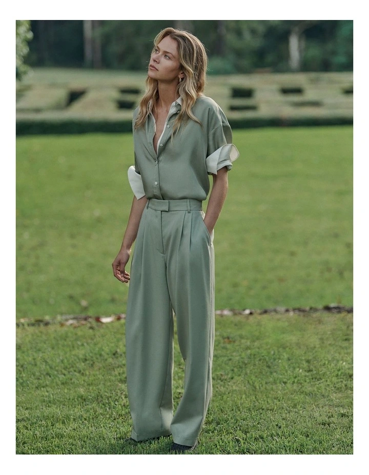 Wool Blend Tailored Pant in Pistachio image 6