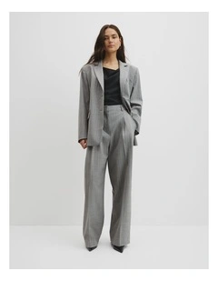 Wool Blend Tailored Pinstripe Pant in Grey Marle Stripe