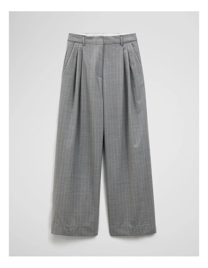 Wool Blend Tailored Pinstripe Pant in Grey Marle Stripe image 2