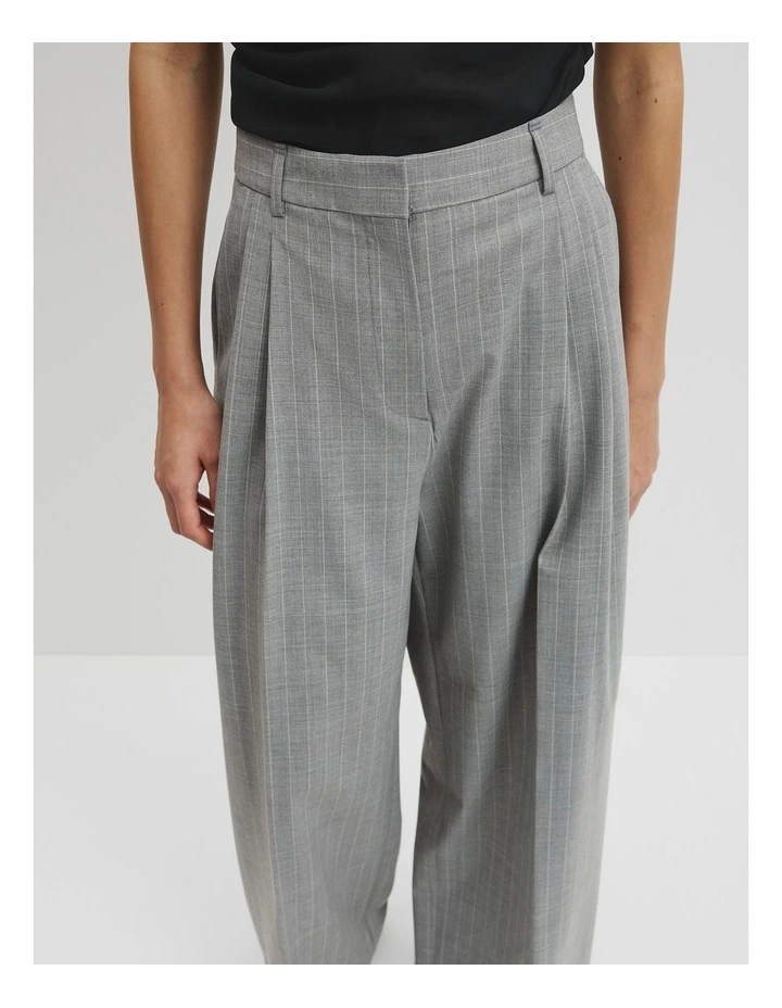 Wool Blend Tailored Pinstripe Pant in Grey Marle Stripe image 4