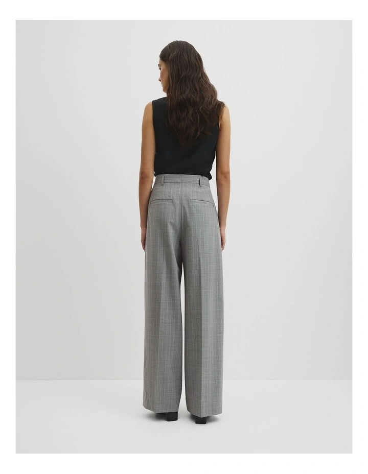 Wool Blend Tailored Pinstripe Pant in Grey Marle Stripe image 5