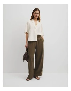 Pull-on Cupro Pant in Deep Khaki