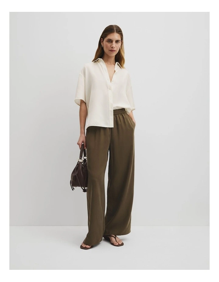 Pull-on Cupro Pant in Deep Khaki image 1