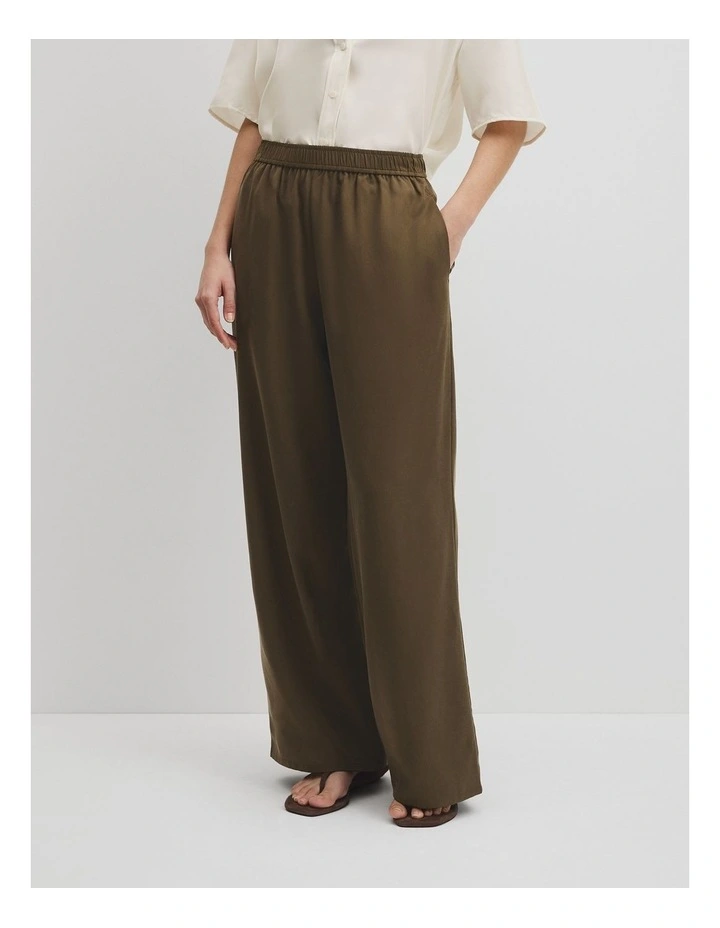 Pull-on Cupro Pant in Deep Khaki image 4