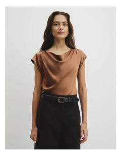 Satin Shell Top in Deep Chestnut