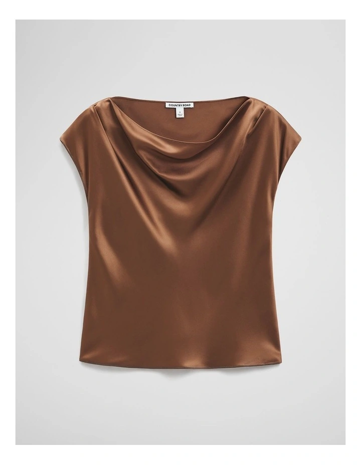 Satin Shell Top in Deep Chestnut image 2