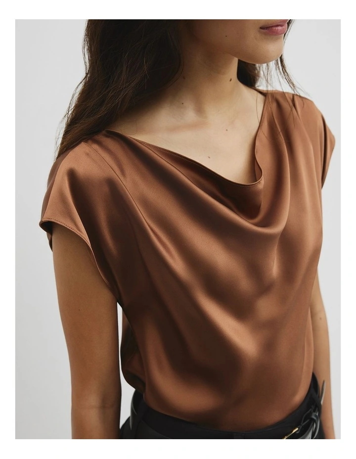 Satin Shell Top in Deep Chestnut image 3