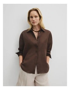 Oversized Linen Shirt in Cocoa