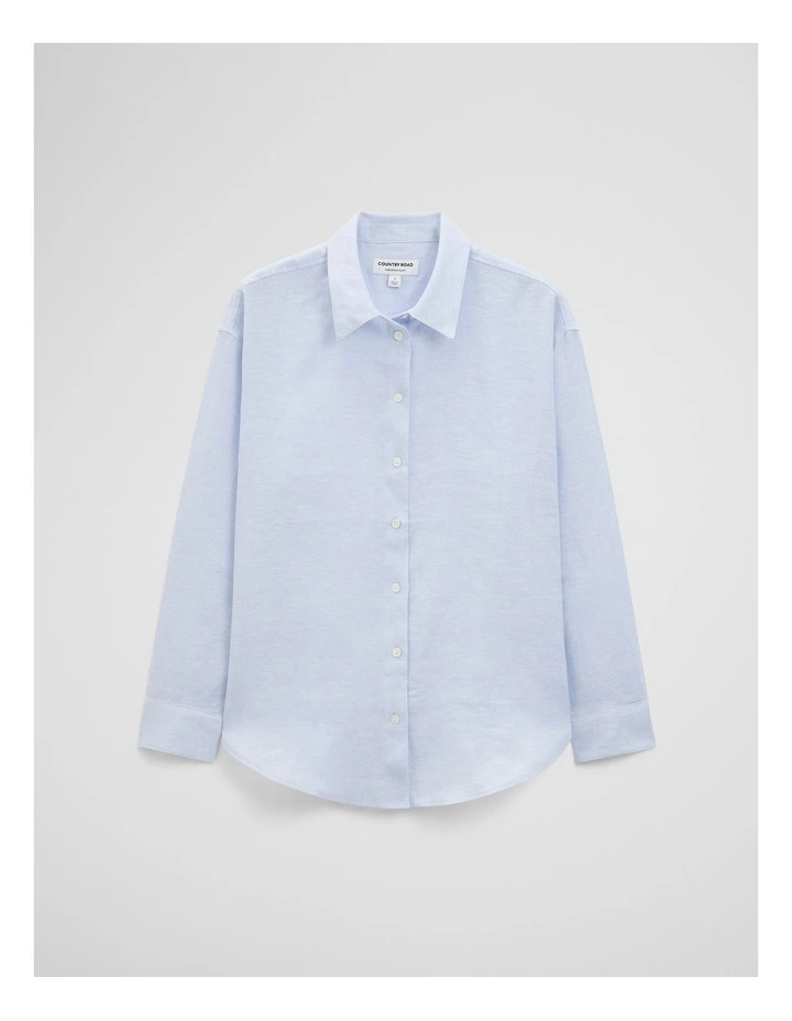 Oversized Linen Shirt in Chambray Blue image 2