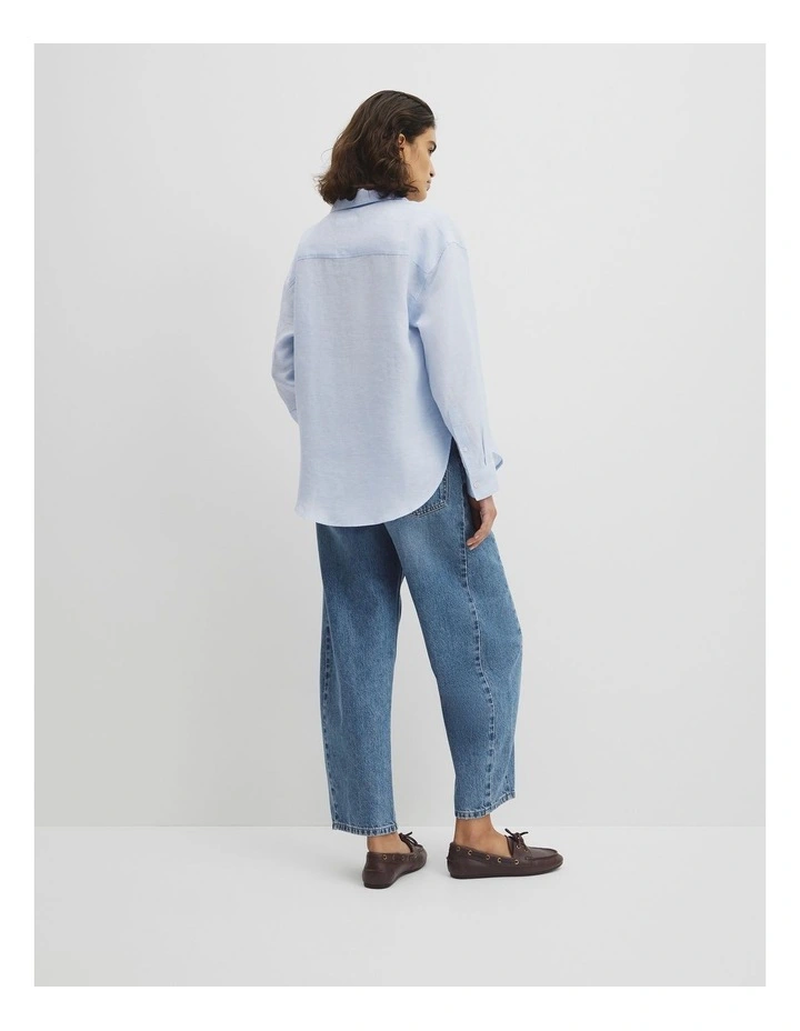Oversized Linen Shirt in Chambray Blue image 5