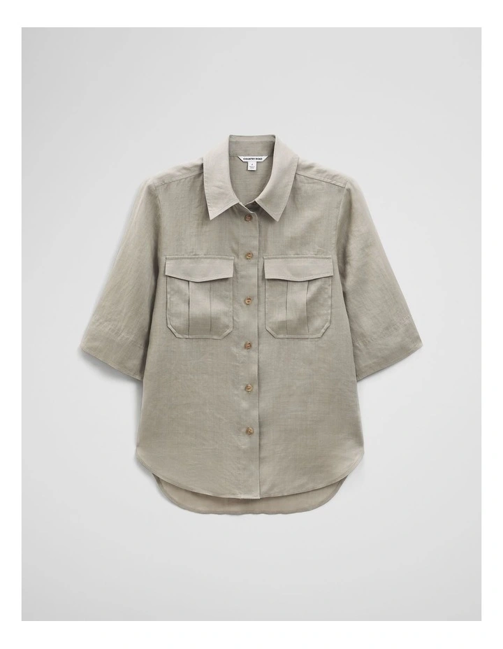 Ramie Utility Blouse in Thyme image 2