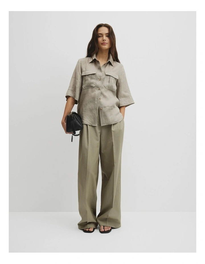 Ramie Utility Blouse in Thyme image 4