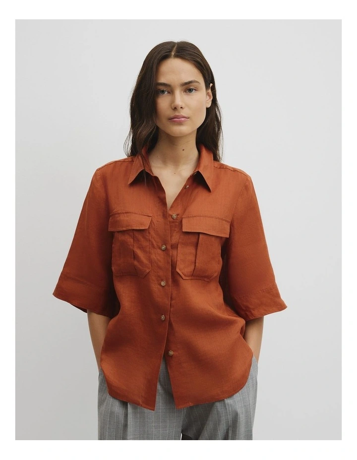 Ramie Utility Blouse in Burnt Sienna image 1