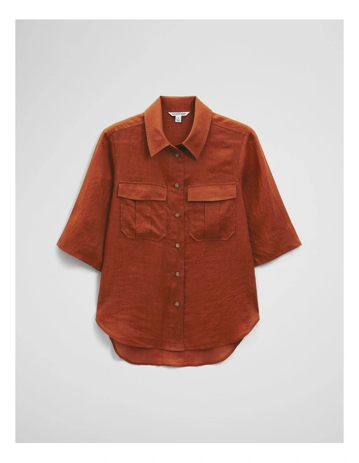 Ramie Utility Blouse in Burnt Sienna image 2