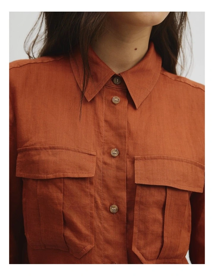 Ramie Utility Blouse in Burnt Sienna image 3