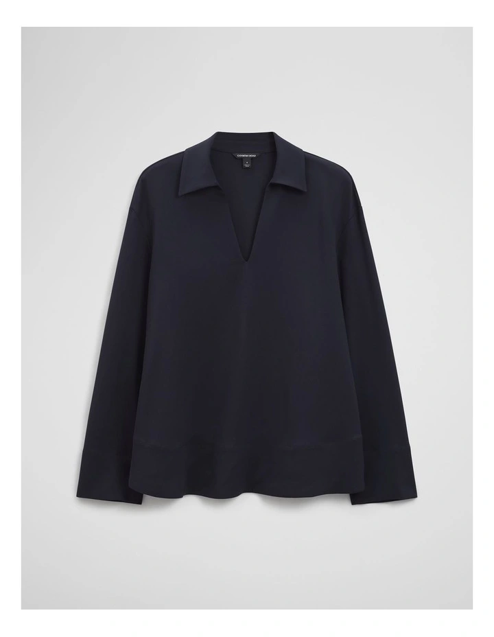 Crepe Rugby Shirt in Navy image 2