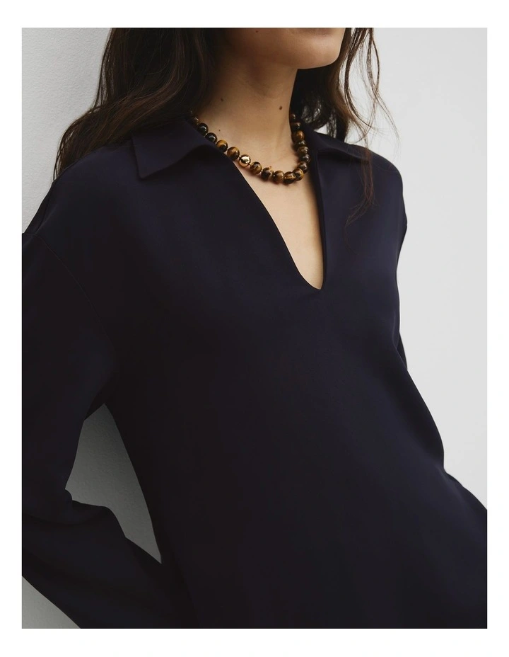 Crepe Rugby Shirt in Navy image 3