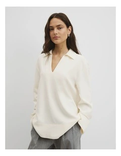 Crepe Rugby Shirt in Blanc