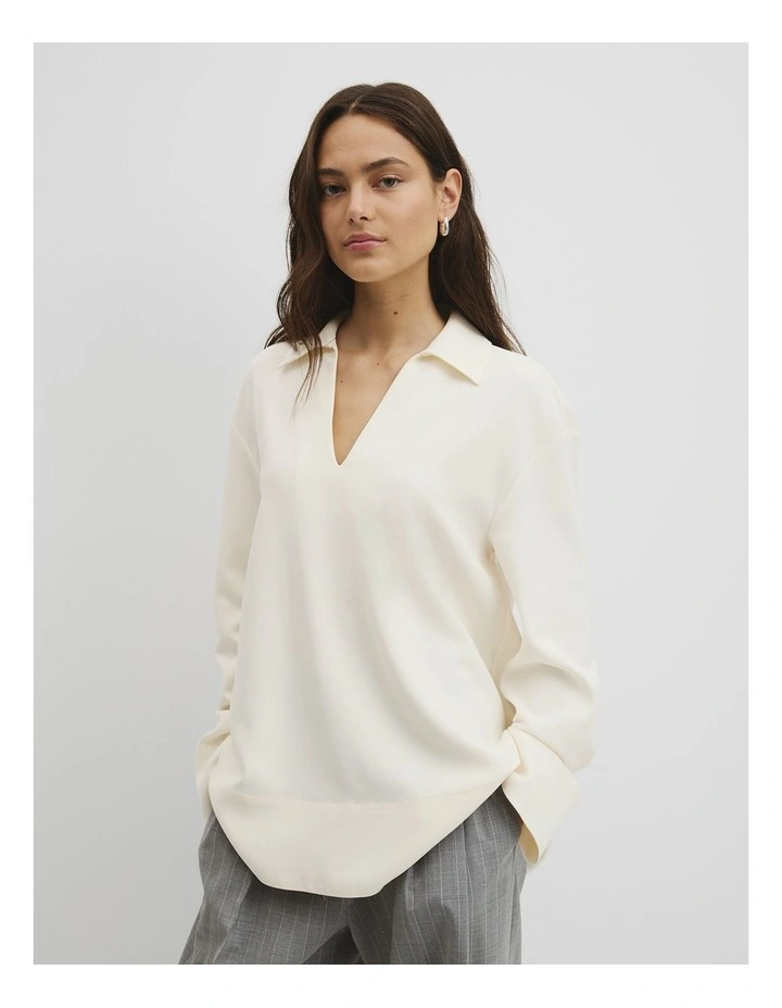 Crepe Rugby Shirt in Blanc image 1