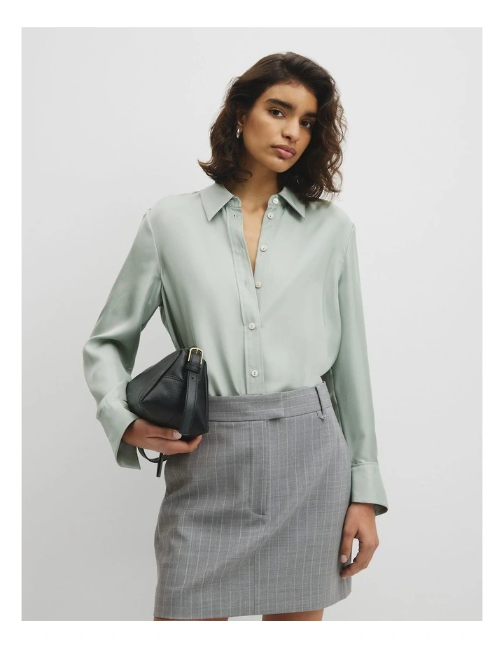 Silk Shirt in Sage Mist image 1