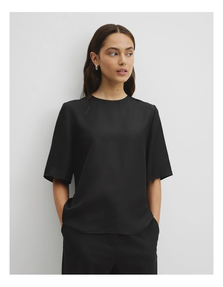 Silk Tee in Black image 1