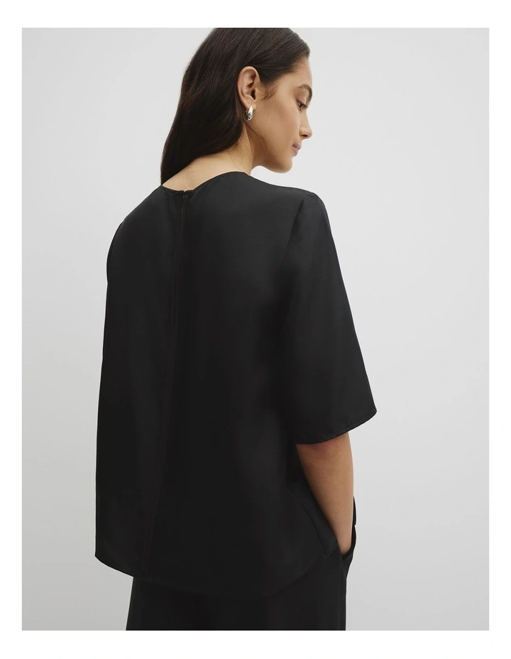 Silk Tee in Black image 3