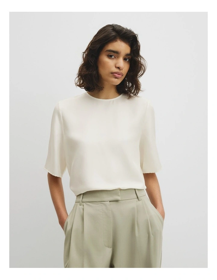 Silk Tee in Antique White image 1