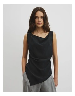 Asymmetrical Hem Blouse in Black