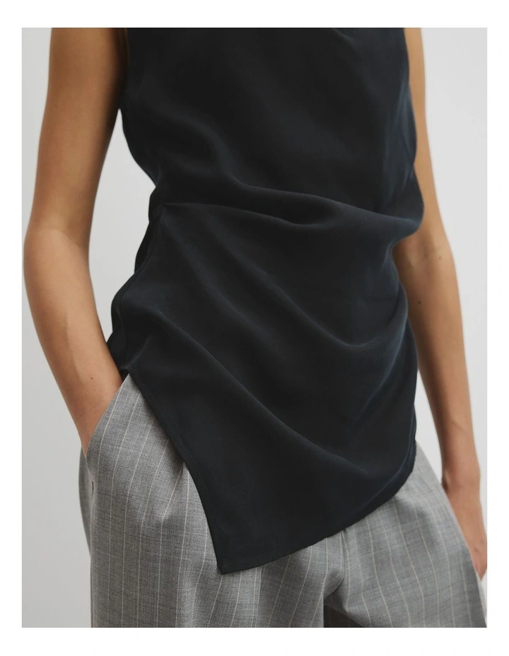 Asymmetrical Hem Blouse in Black image 3