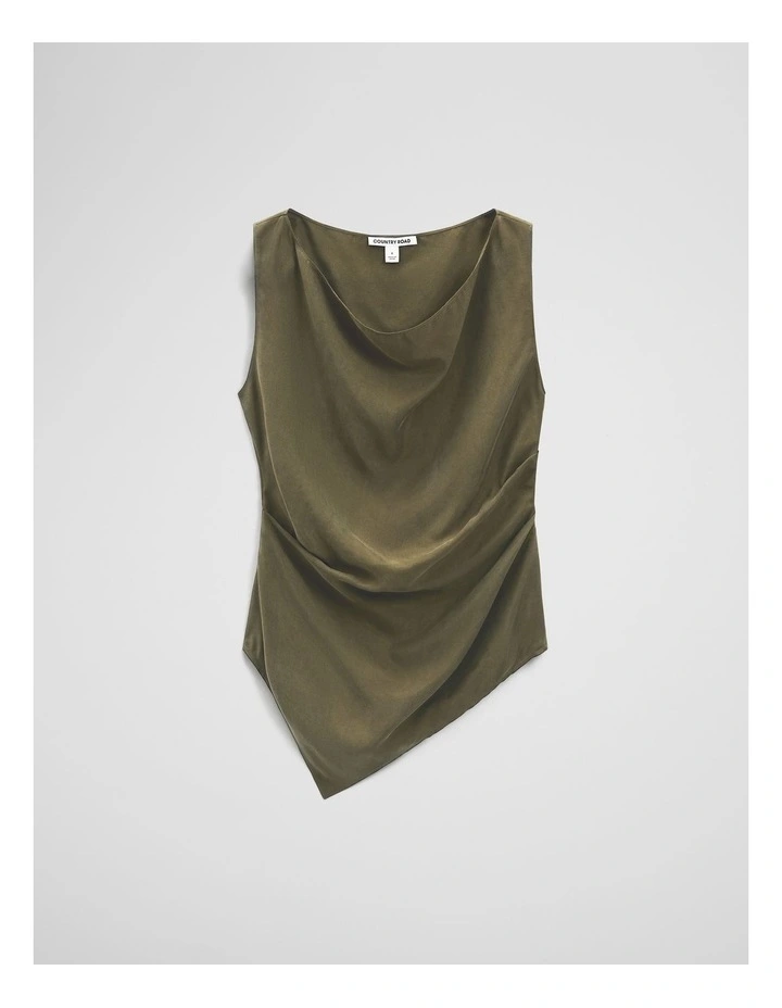 Asymmetrical Hem Blouse in Olivine image 2