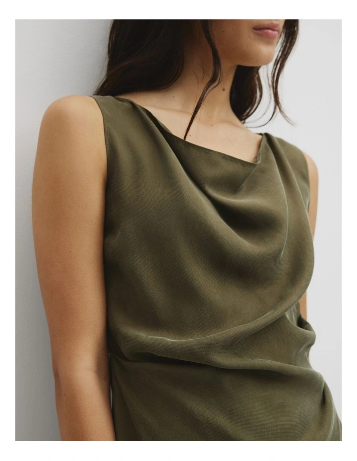 Asymmetrical Hem Blouse in Olivine image 3