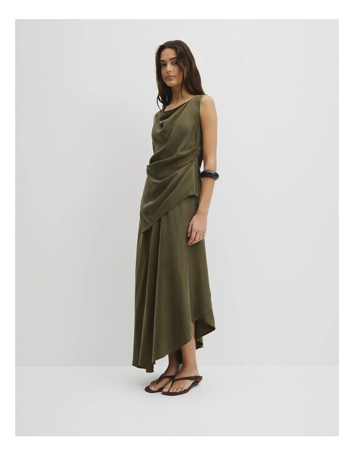 Asymmetrical Hem Blouse in Olivine image 4