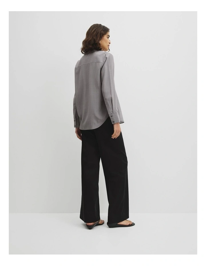 Pinstripe Silk Shirt in Charcoal Stripe image 5