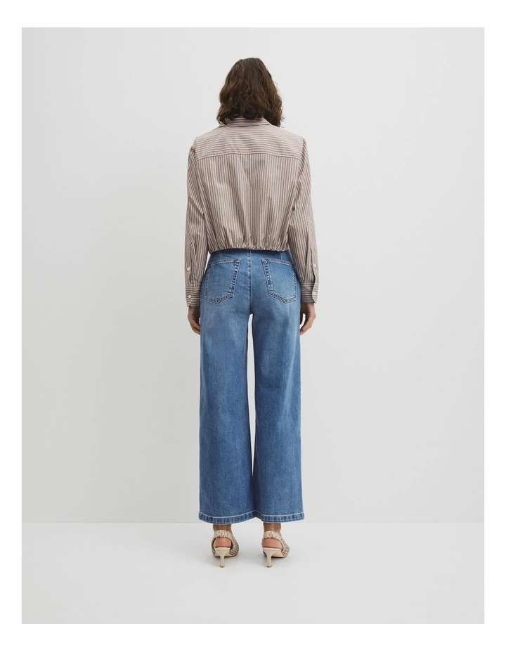 Twist Crop Shirt in Mocha Stripe image 5
