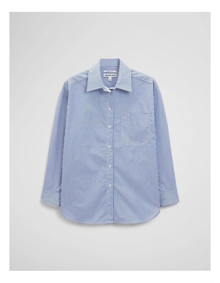 Stripe Poplin Shirt in Blue Stripe image 2
