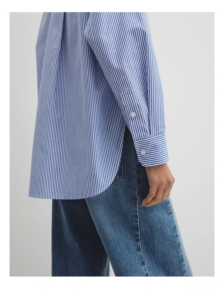 Stripe Poplin Shirt in Blue Stripe image 3