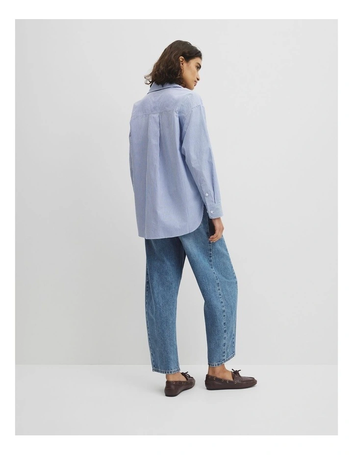 Stripe Poplin Shirt in Blue Stripe image 5