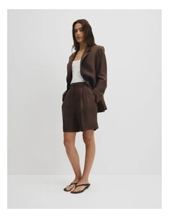 Longline Linen Short in Cocoa
